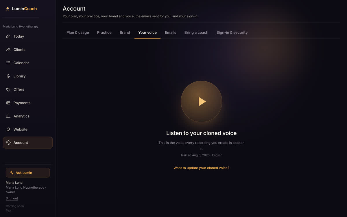 Sessions in your own voice